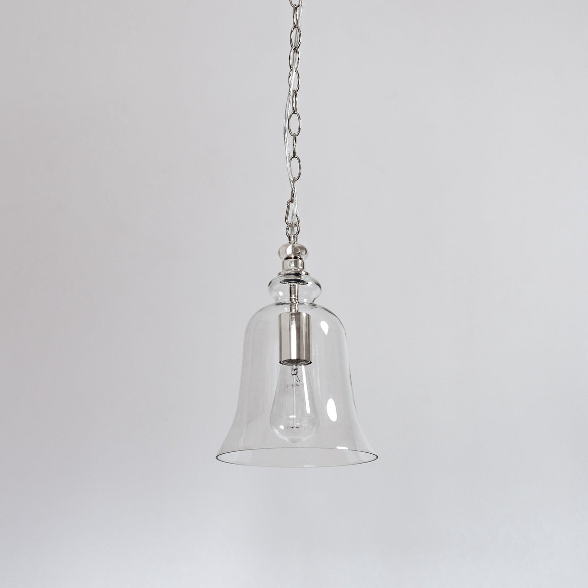 Gracie Glass Bell Shape Pendant Light - Polished Chrome