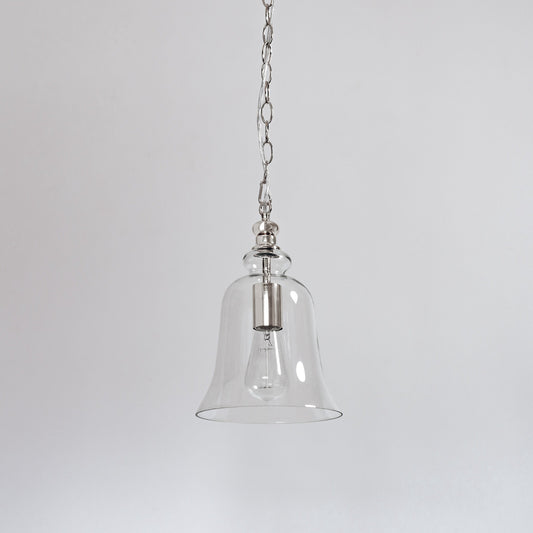 Gracie Glass Bell Shape Pendant Light - Polished Chrome