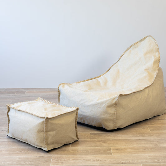 Knox Bean Bag and Ottoman - Natural
