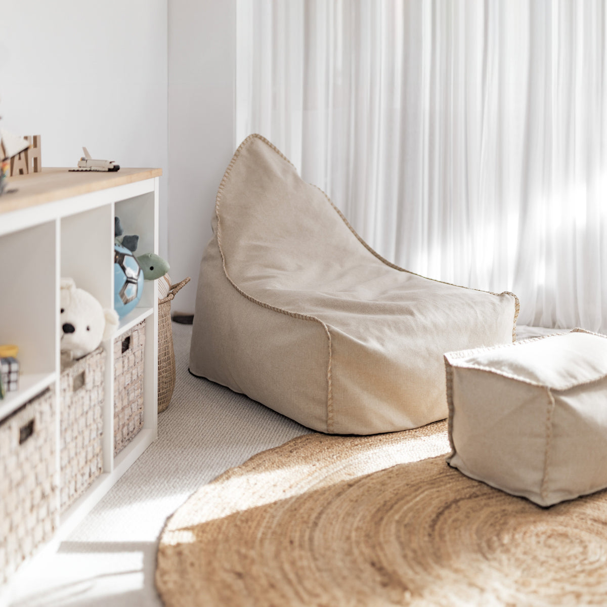 Knox Bean Bag and Ottoman - Natural