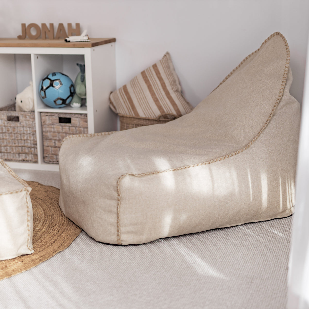 Knox Bean Bag and Ottoman - Natural