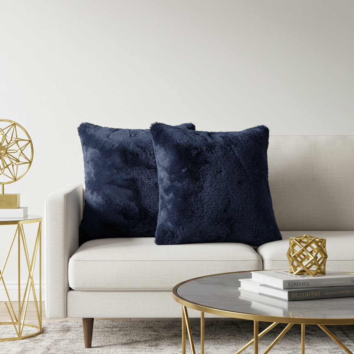 Cloud Plush Fur Cushion Cover with Insert - Navy