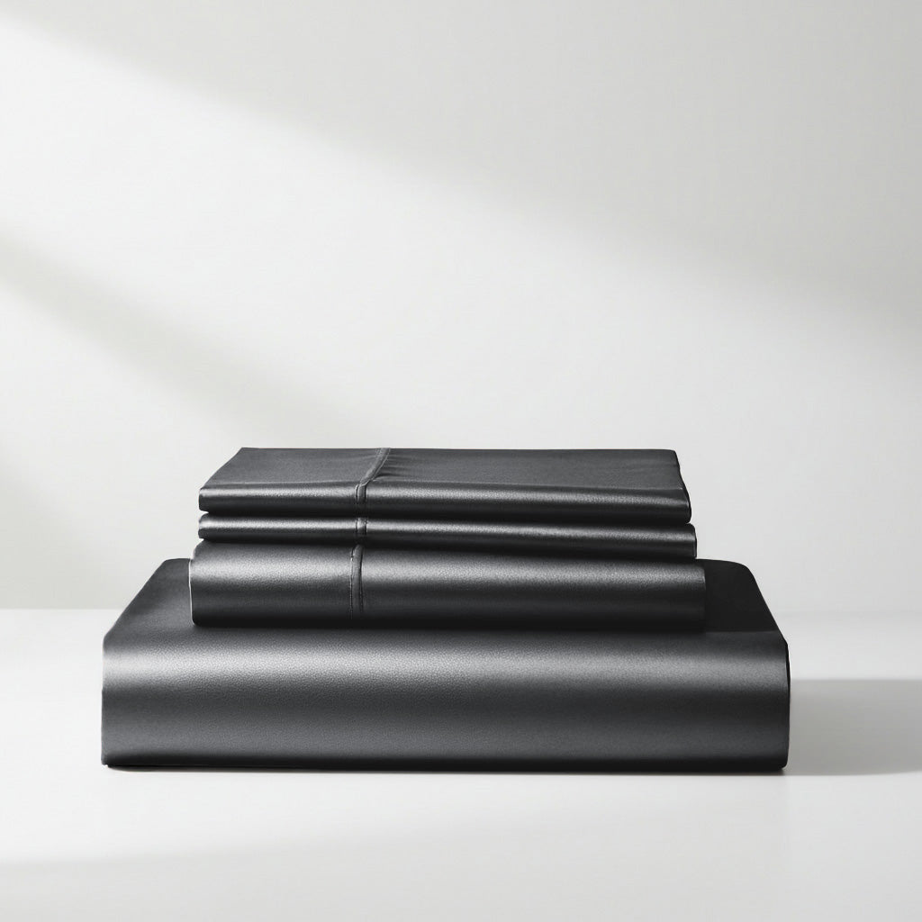 Satin Sheet Set - Charcoal Grey