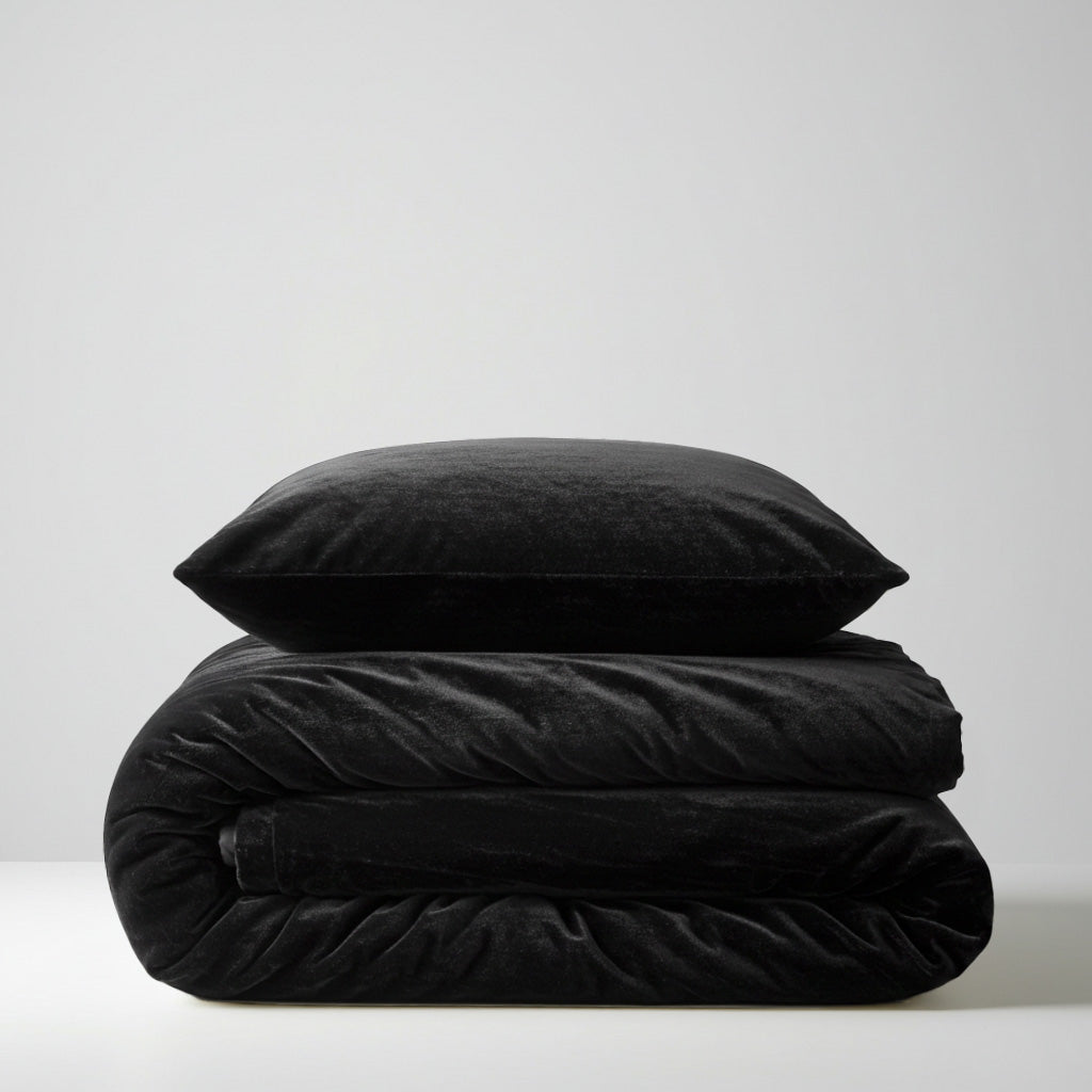 Fur Velvet Quilt Cover - Black