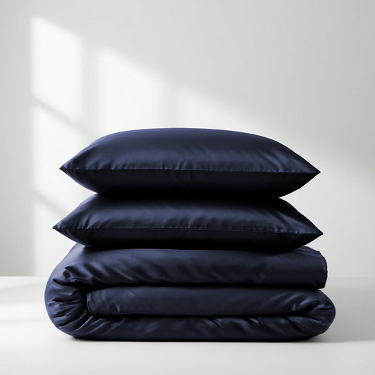 Satin Quilt Cover - Navy Blue