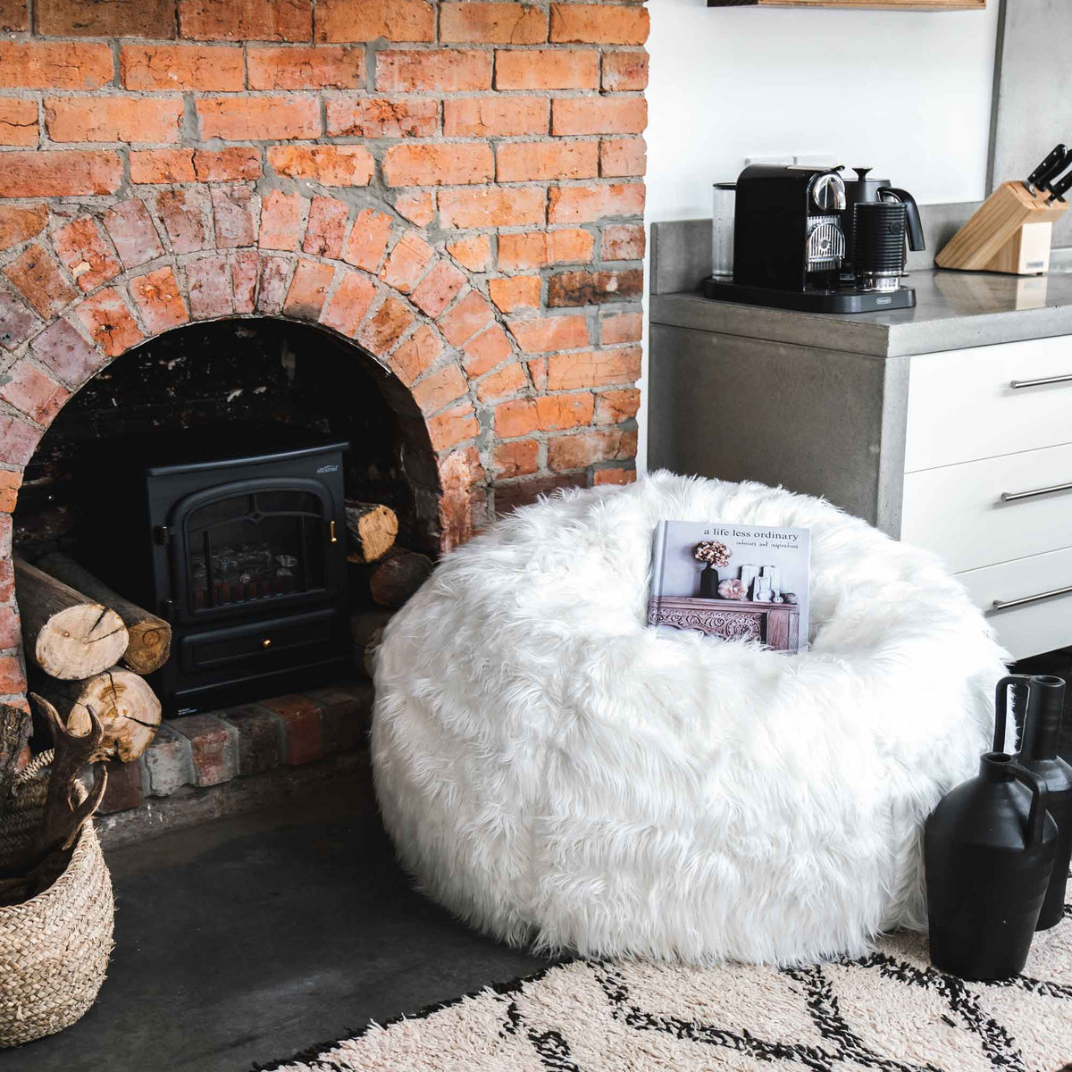Lush Fur Bean Bag - White