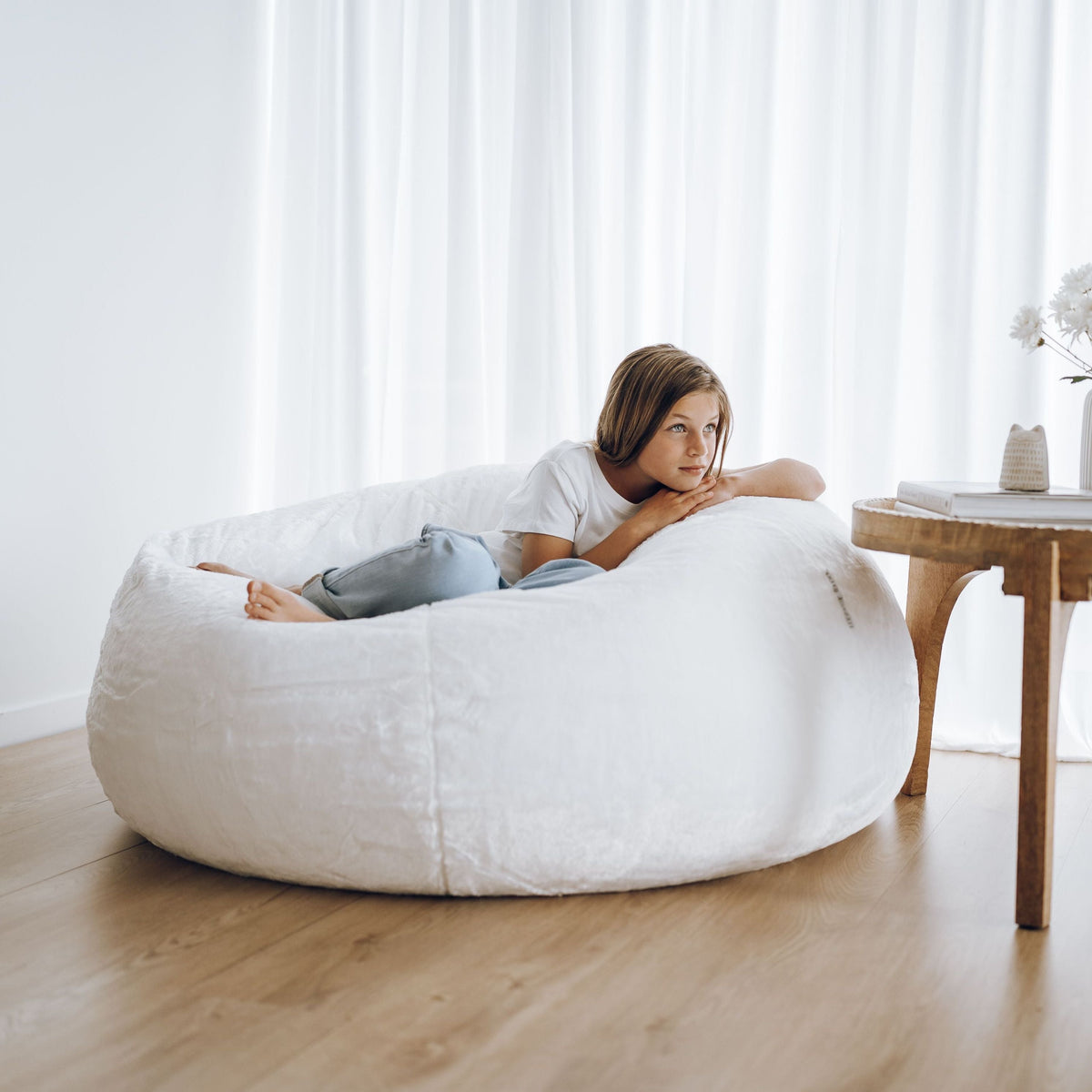 Cloud Plush Fur Bean Bag - White