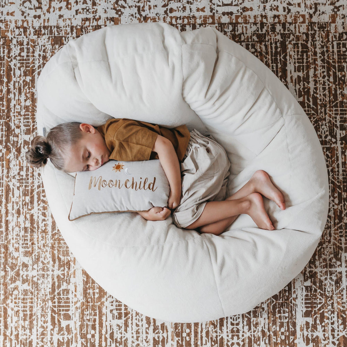 Lounger Plush Fur Bean Bag Chair Cover - Cream