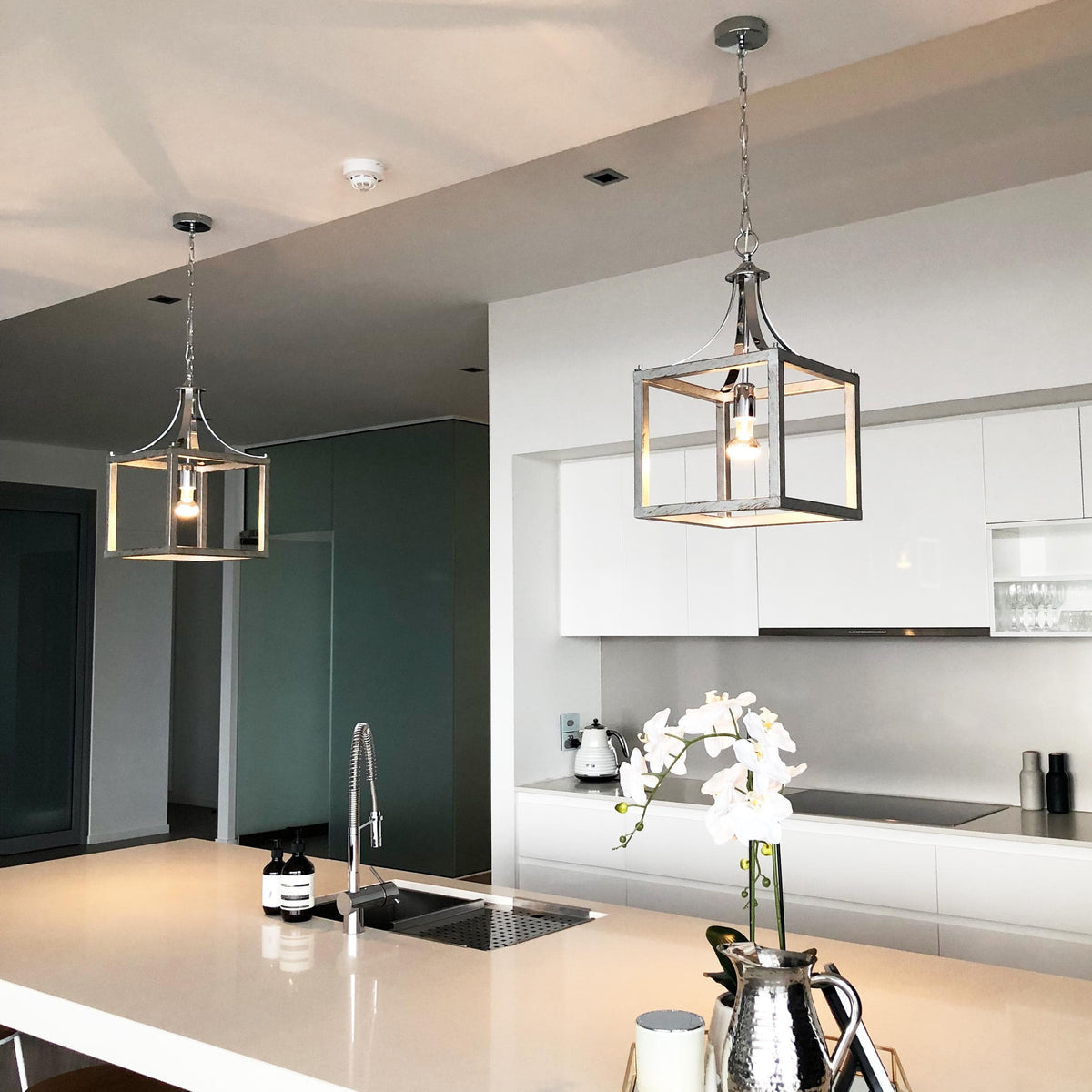 Langham Hampton Style Lantern Pendant Light - Chrome