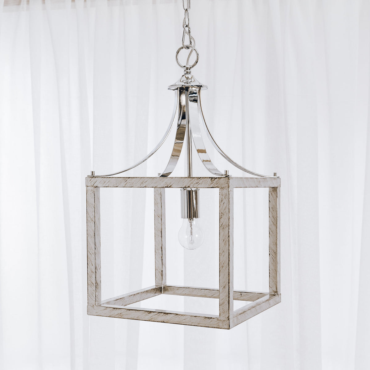 Langham Hampton Style Lantern Pendant Light - Chrome