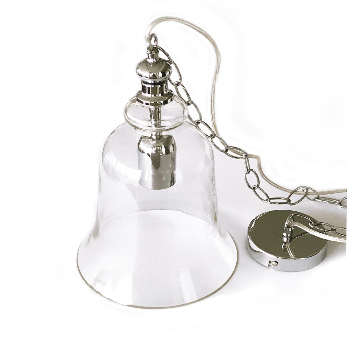 Gracie Glass Bell Shape Pendant Light - Polished Chrome