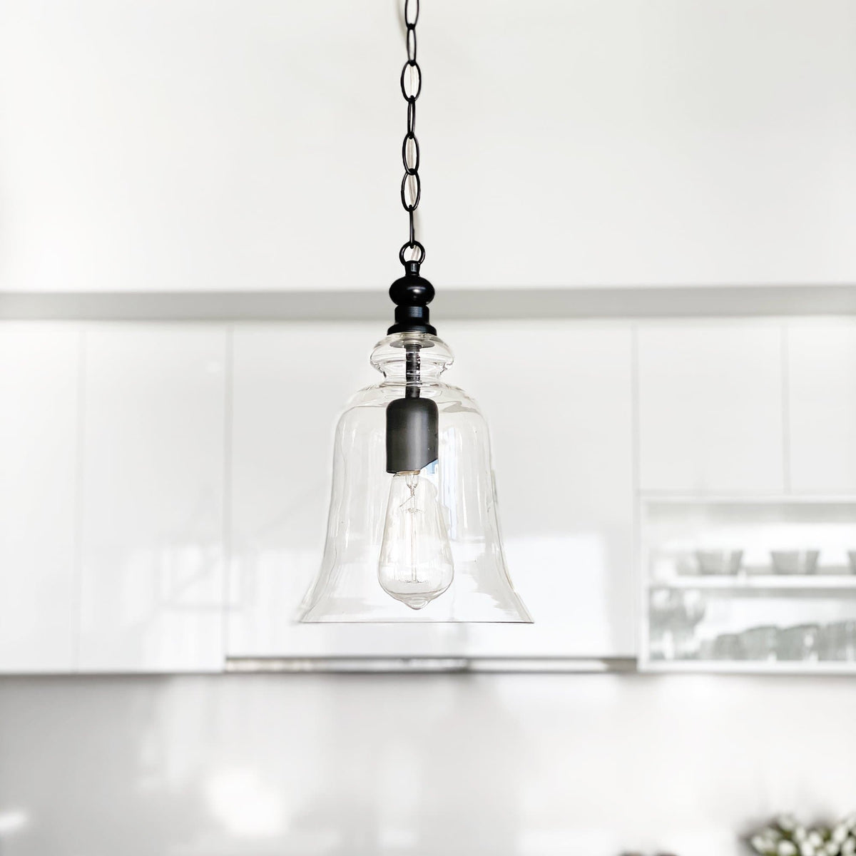 Gracie Glass Bell Shape Pendant Light - Black