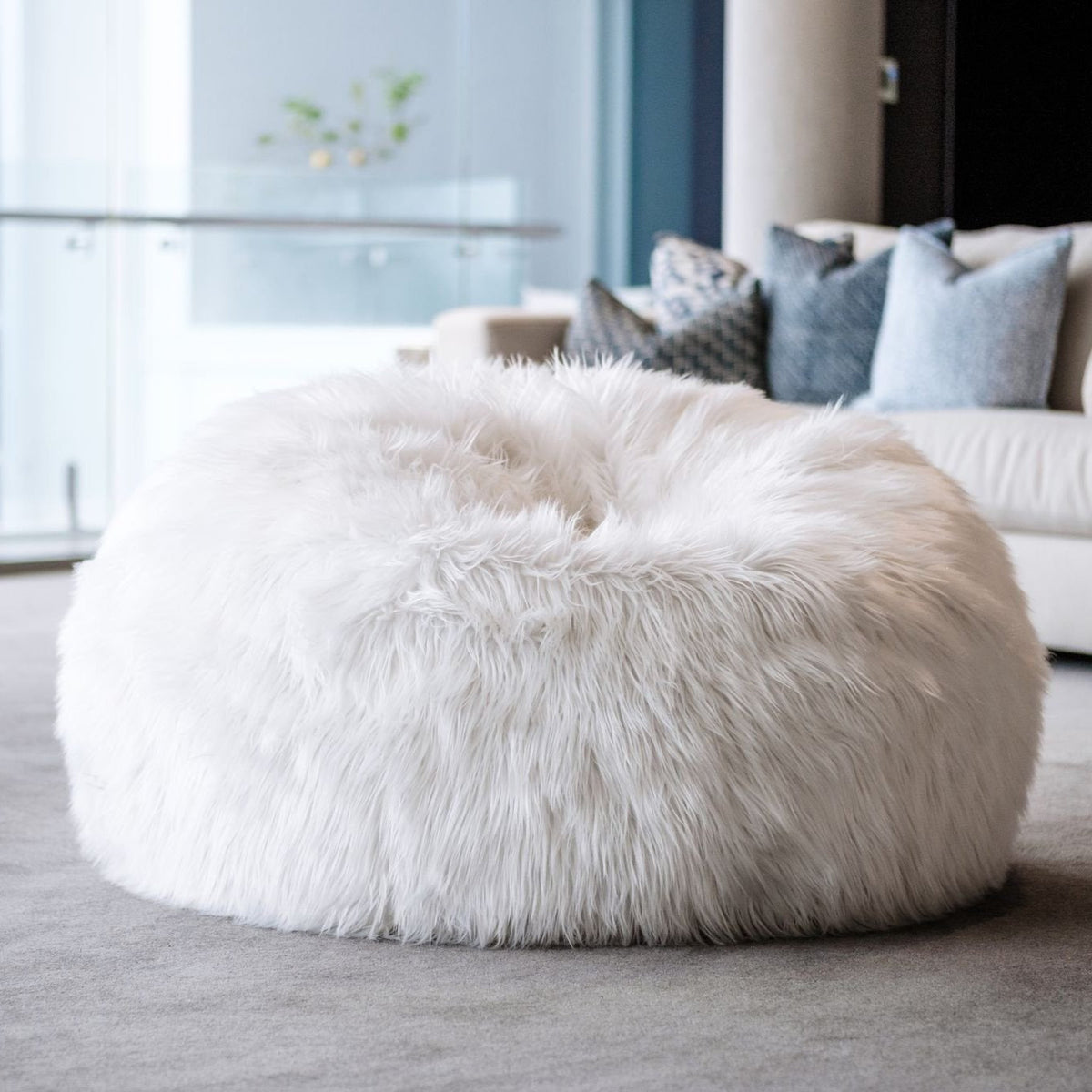 Lush Fur Bean Bag - White