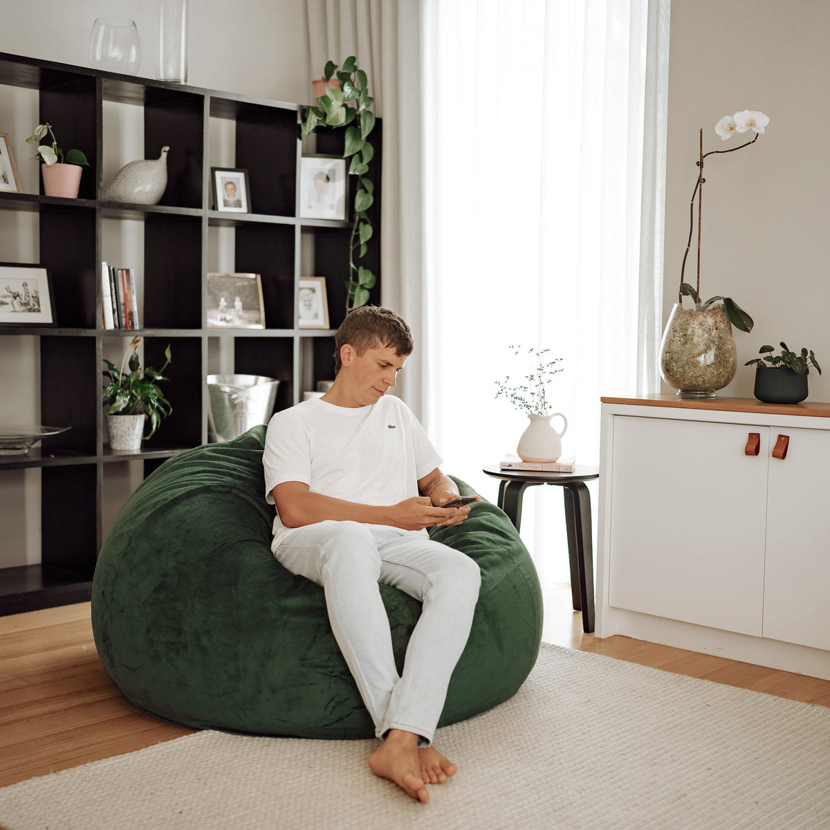 Pierre Fur Bean Bag - Emerald Green