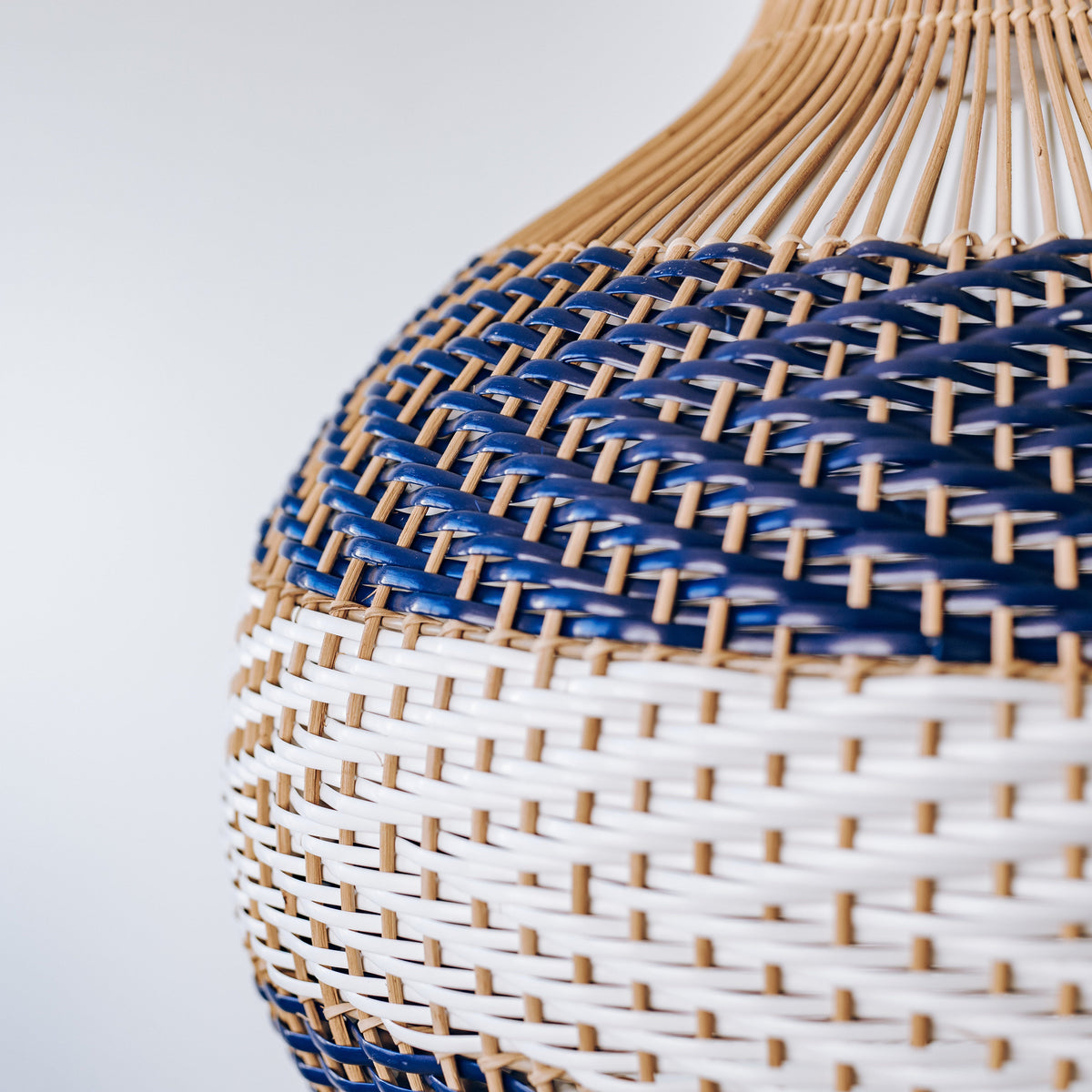 Bondi Rattan Pendant Light - White & Blue