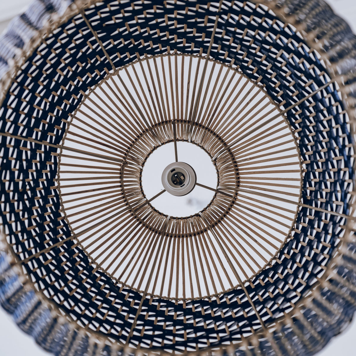 Bondi Rattan Pendant Light - White & Blue