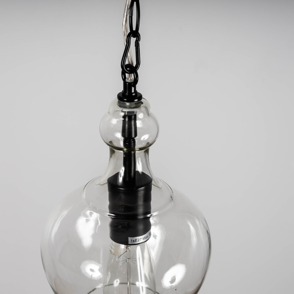 Valentine Glass Pendant Light - Matt Black