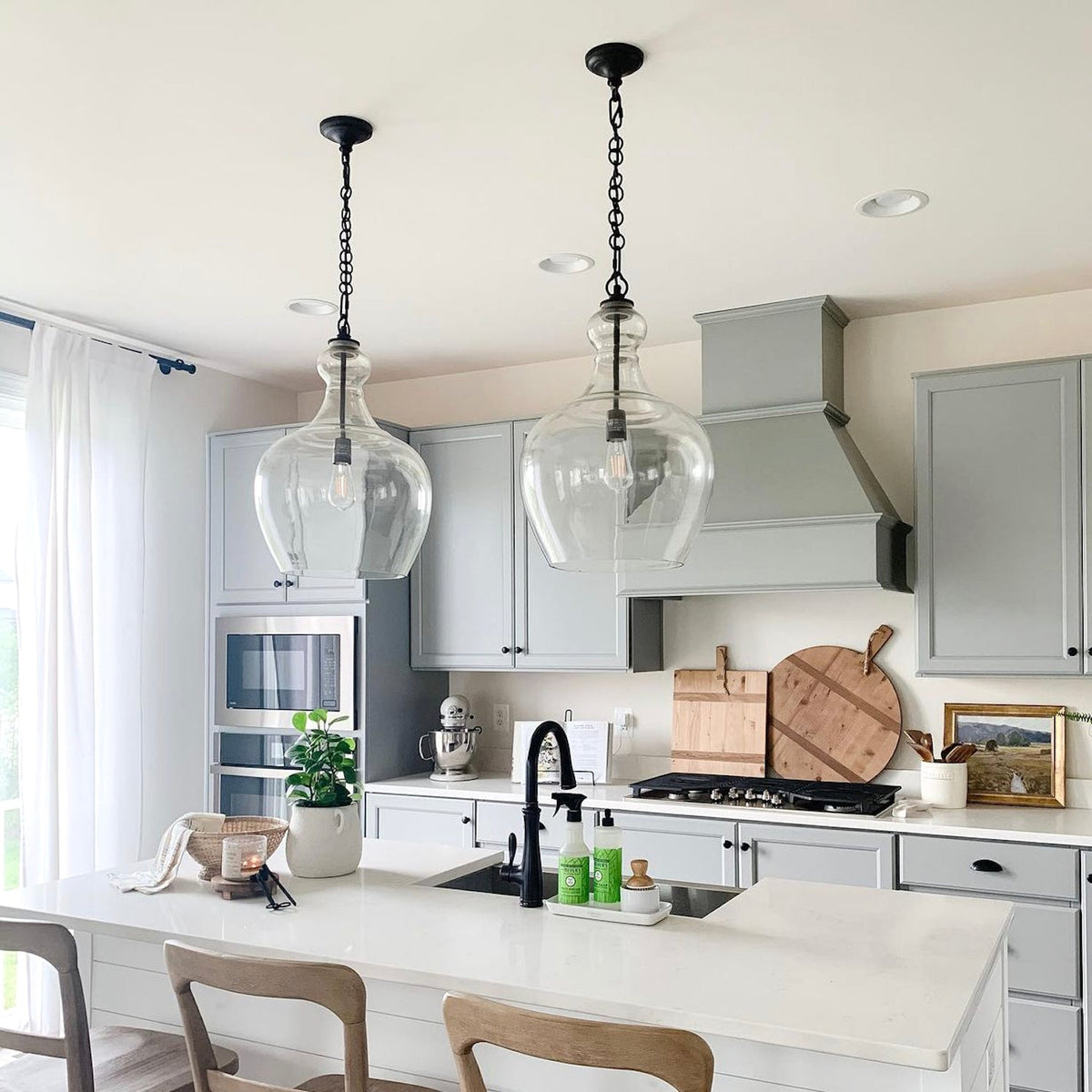 Valentine Glass Pendant Light - Matt Black