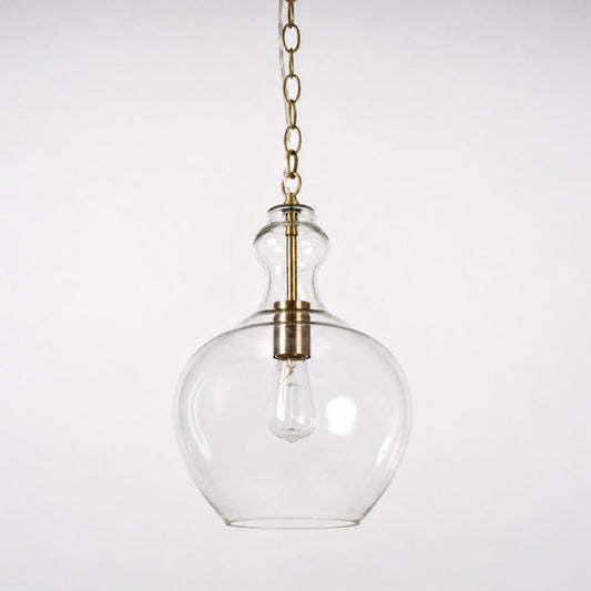Valentine Glass Pendant Light - Antique Brass