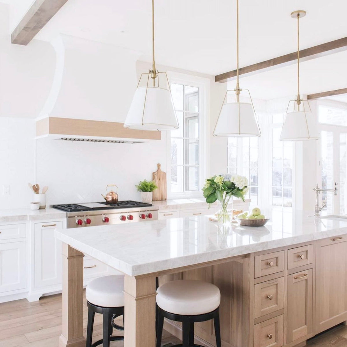 Jessie Pendant Light - White with Gold Hardware