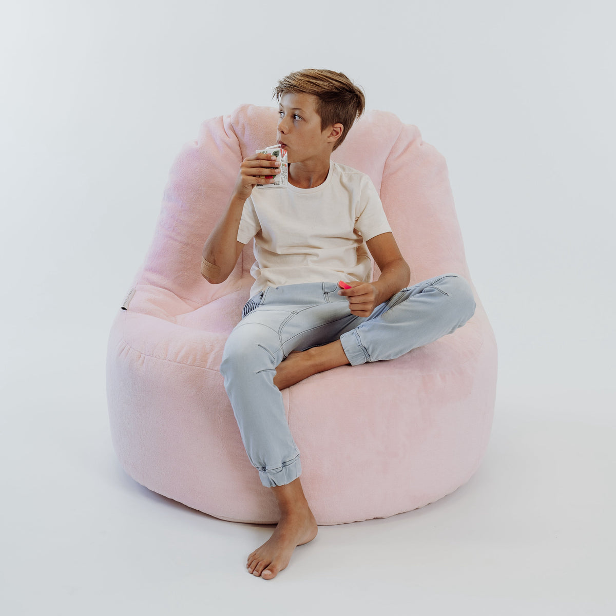 Lounger Plush Fur Bean Bag Chair Cover - Soft Pink