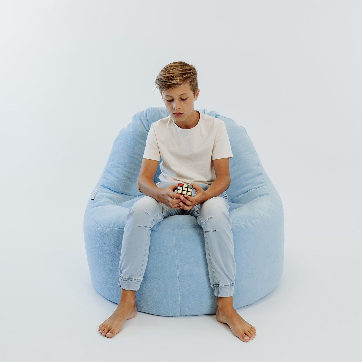 Lounger Plush Fur Bean Bag Chair Cover - Sky Blue