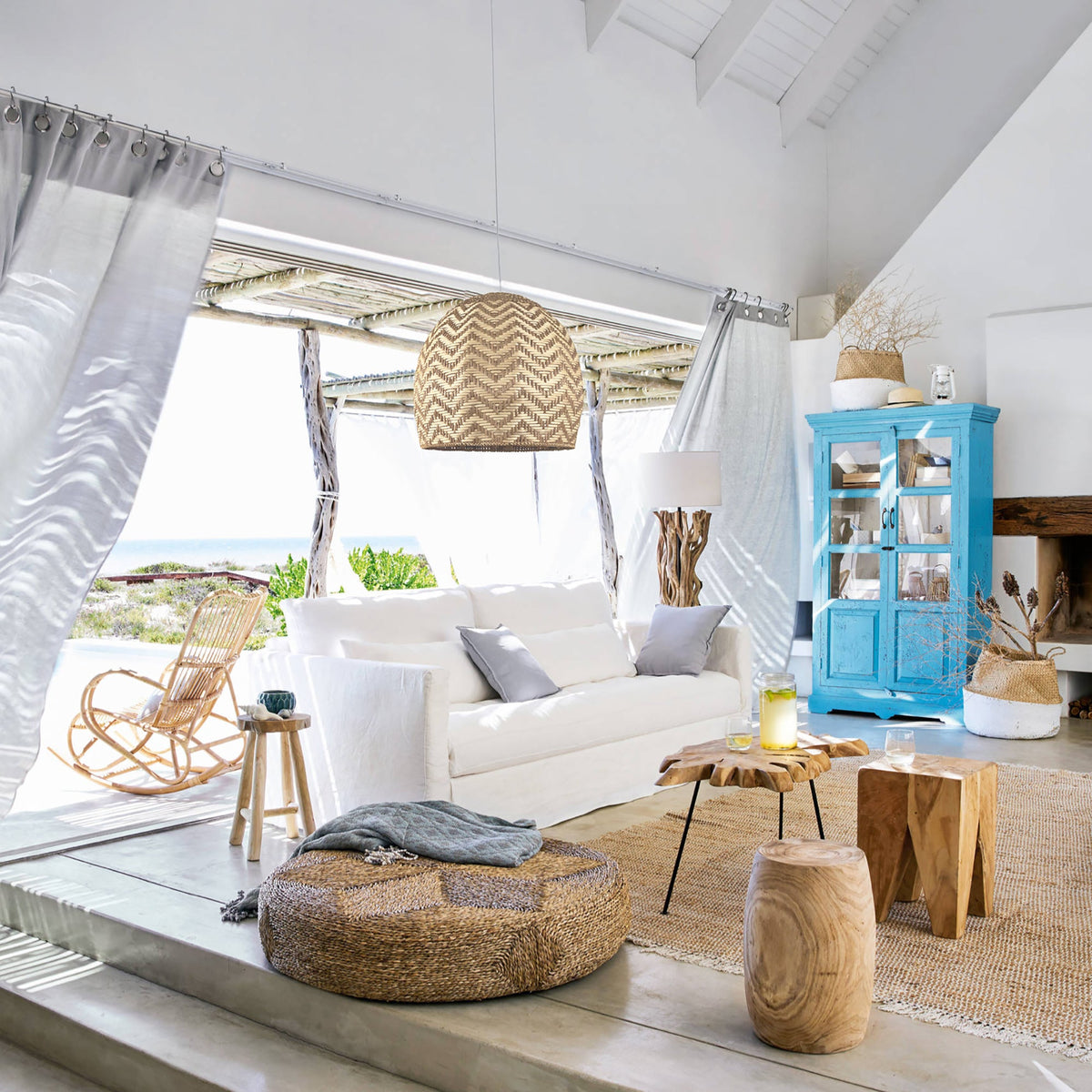 Sunset Rattan Cane Pendant Light