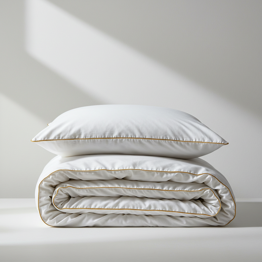 Plaza Collection White Quilt Cover Set - Gold Piping