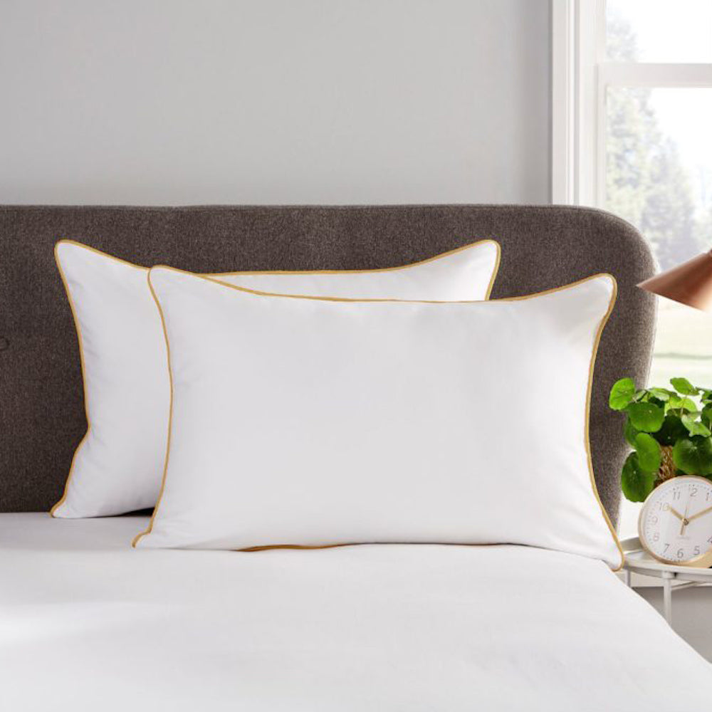 Plaza Collection White Quilt Cover Set - Gold Piping