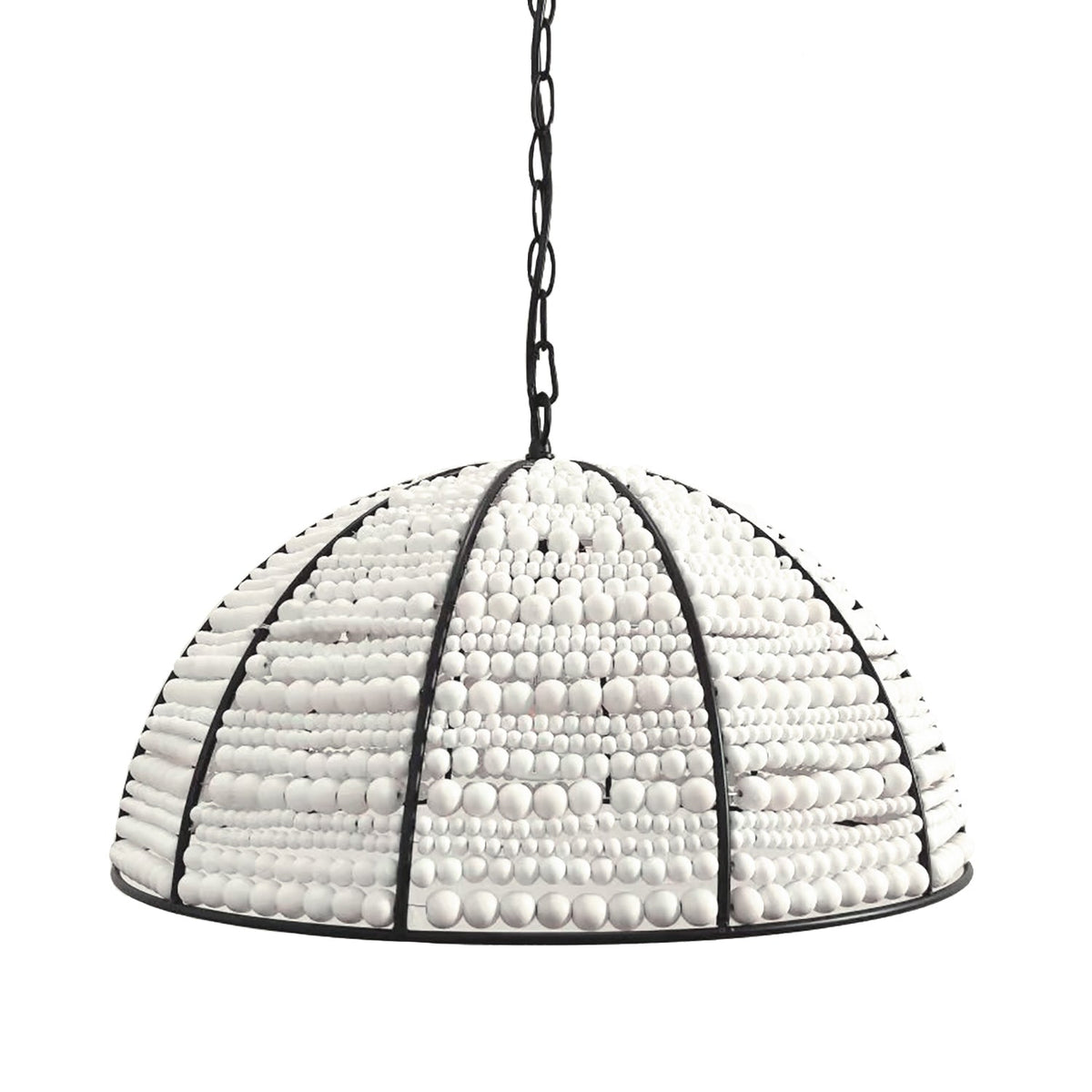 Estelle Beaded Dome Pendant Light - Black/White