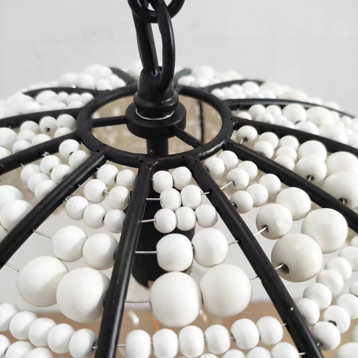 Estelle Beaded Dome Pendant Light - Black/White