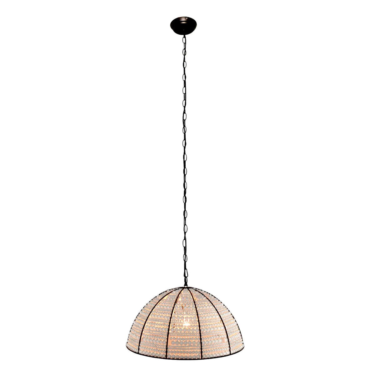 Estelle Beaded Dome Pendant Light - Black/White