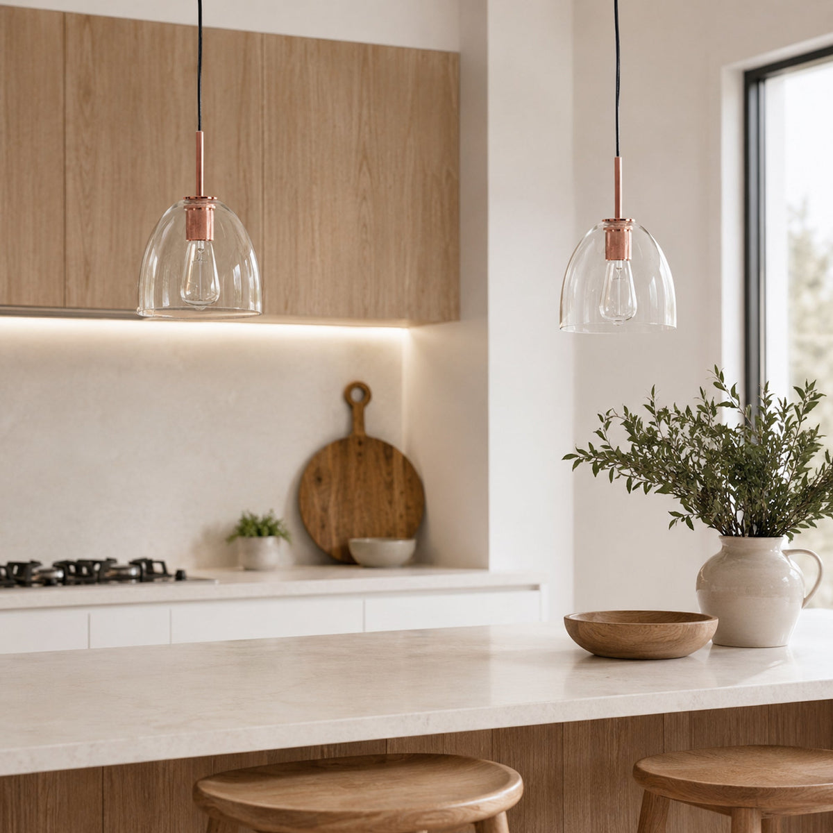 Preston Glass Pendant Light - Copper