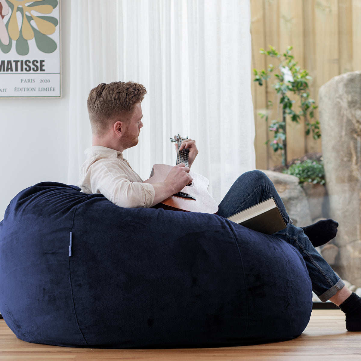 Pierre Fur Bean Bag - Navy Blue