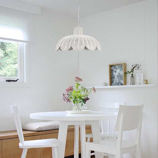 Alice Scallop Rattan Pendant Light - White