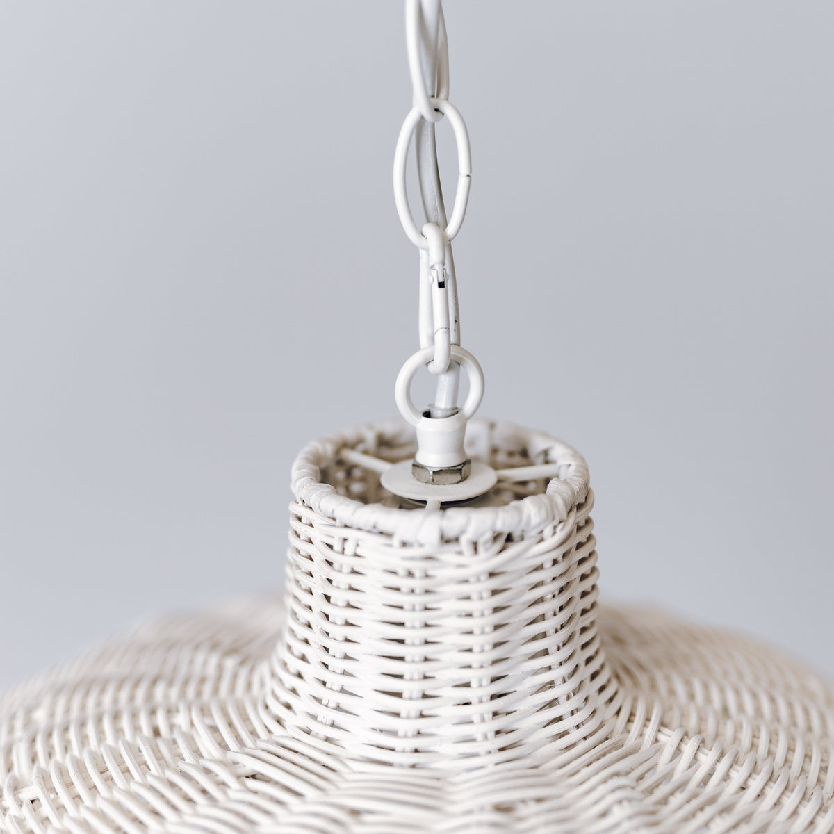 Alice Scallop Rattan Pendant Light - White