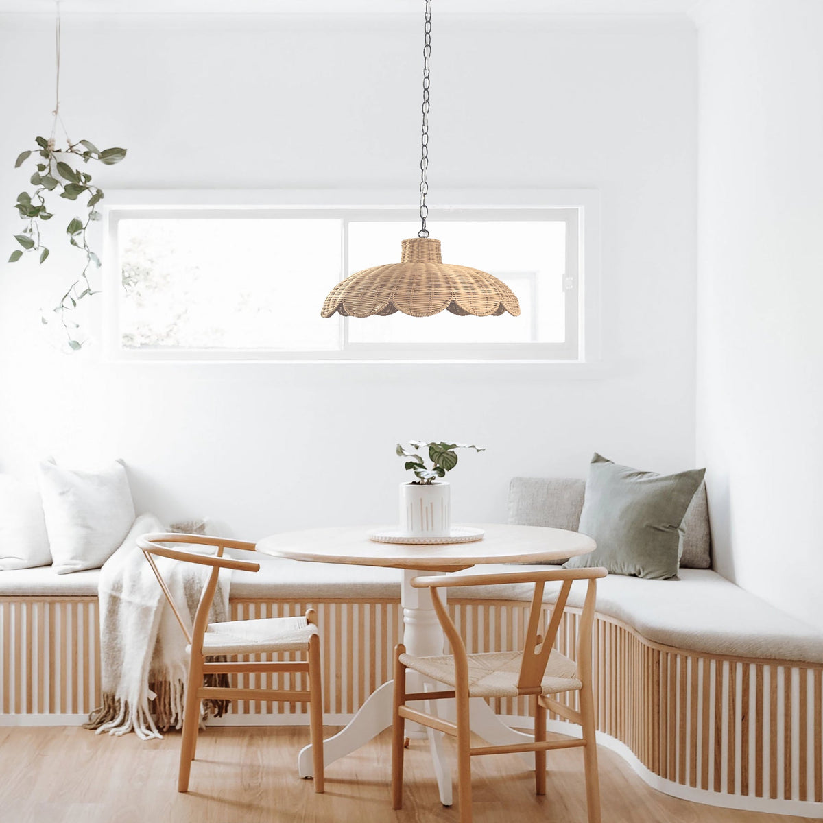 Alice Scallop Rattan Pendant Light - Natural