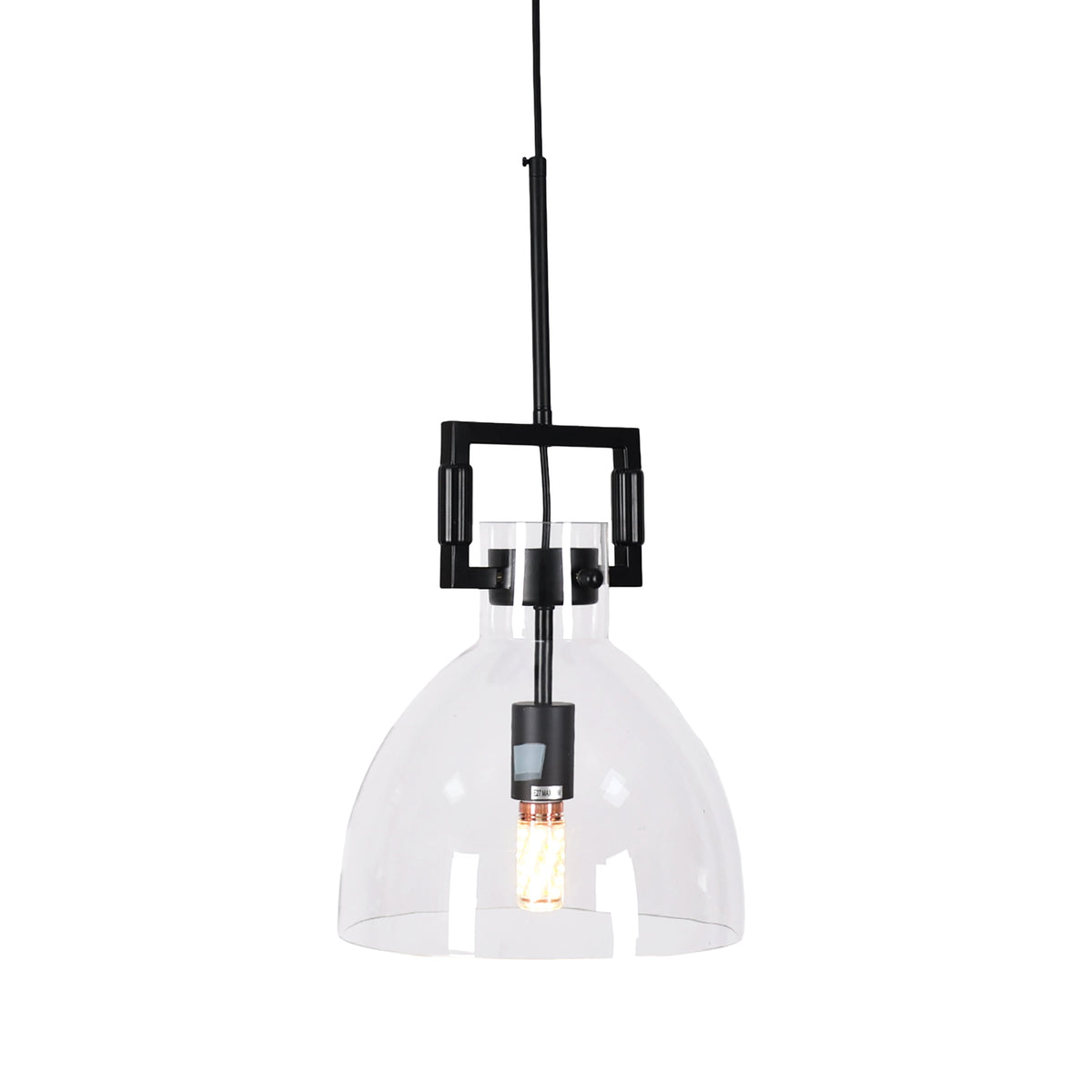 Cora Glass Pendant Light - Black Hardware