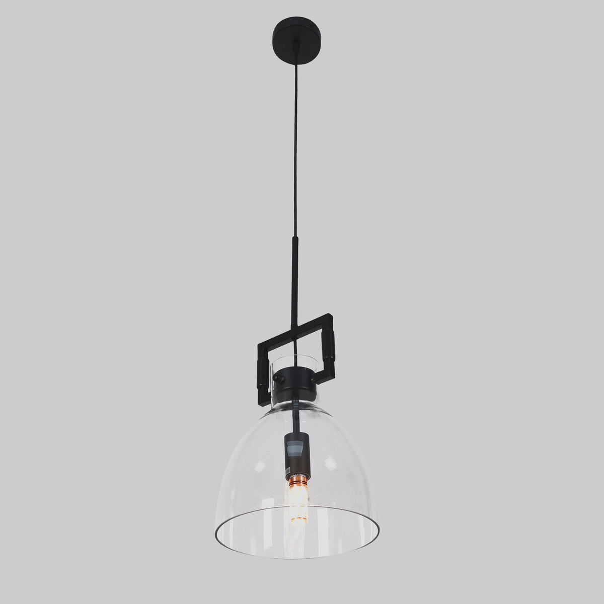 Cora Glass Pendant Light - Black Hardware