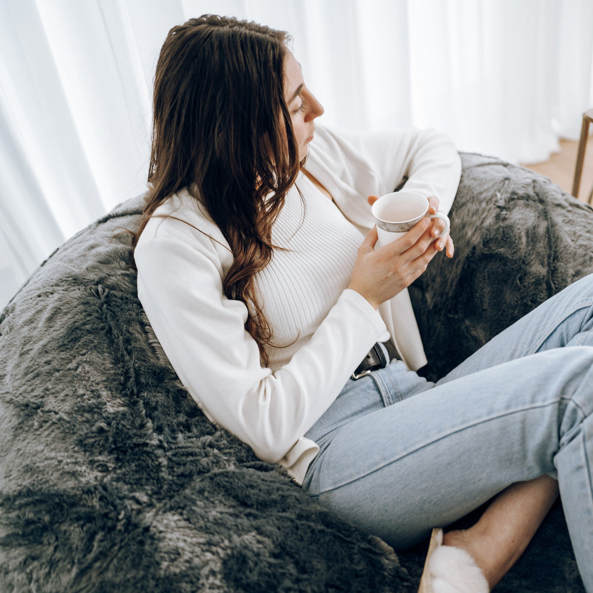 Cloud Plush Fur Bean Bag - Charcoal