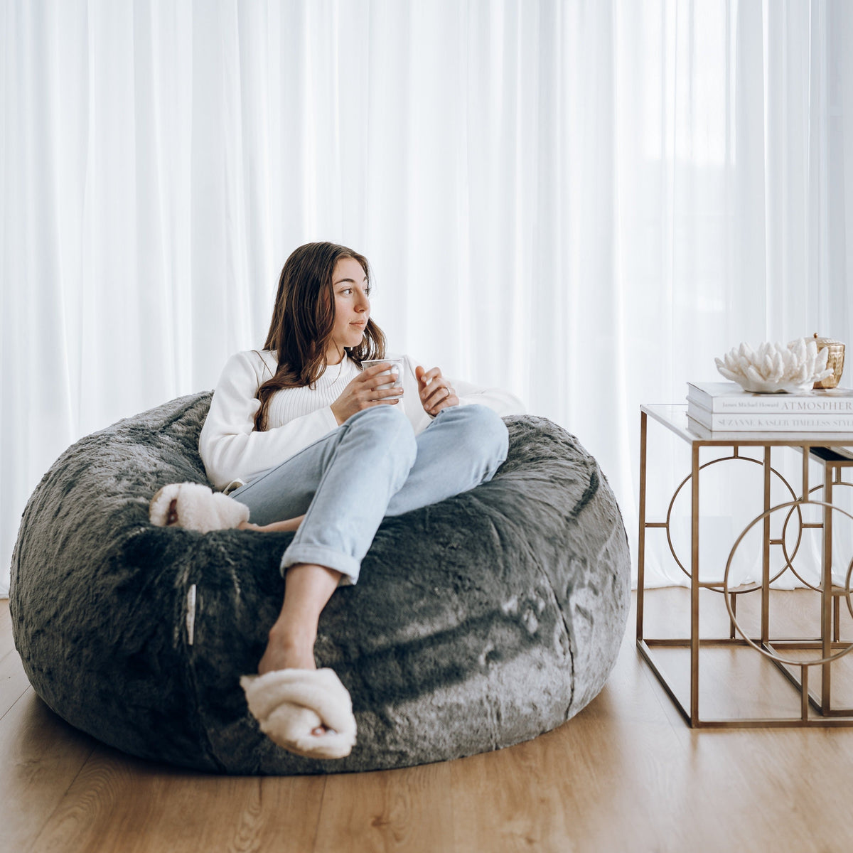 Cloud Plush Fur Bean Bag - Charcoal