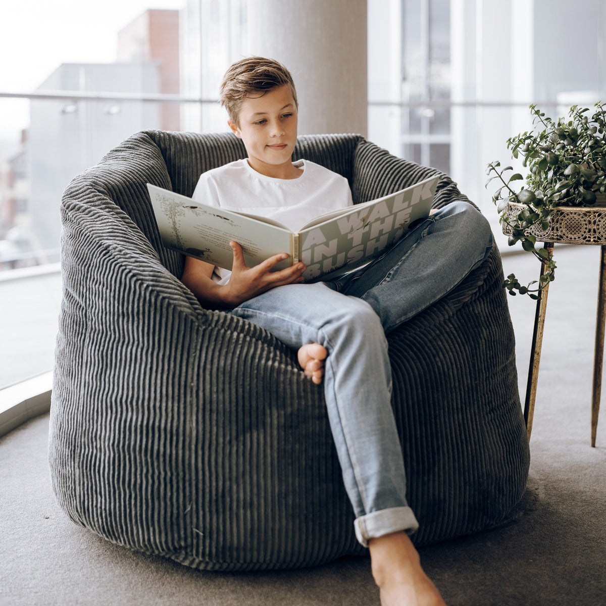 Corduroy Tub Chair Bean Bag Cover - Charcoal