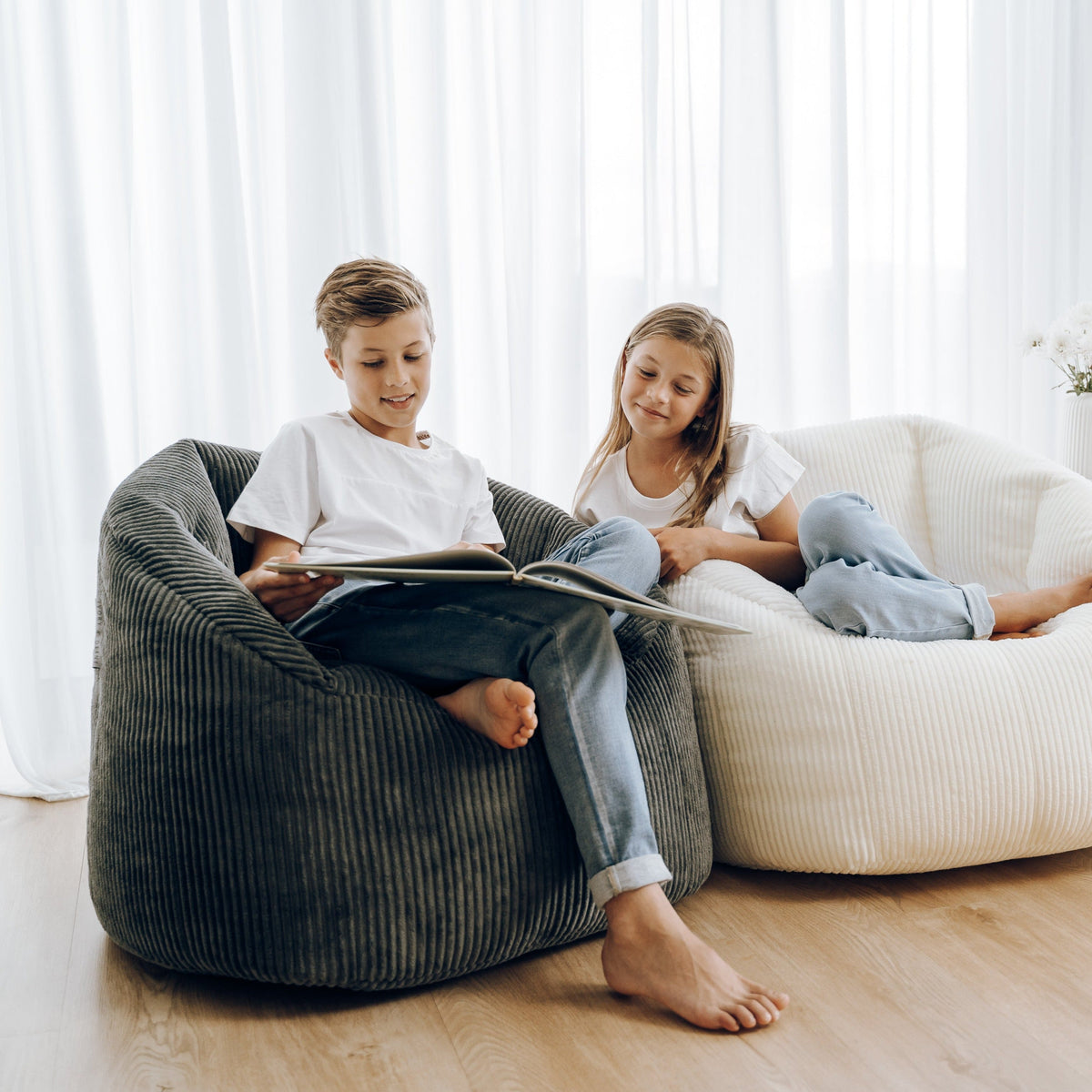Corduroy Tub Chair Bean Bag Cover - Charcoal