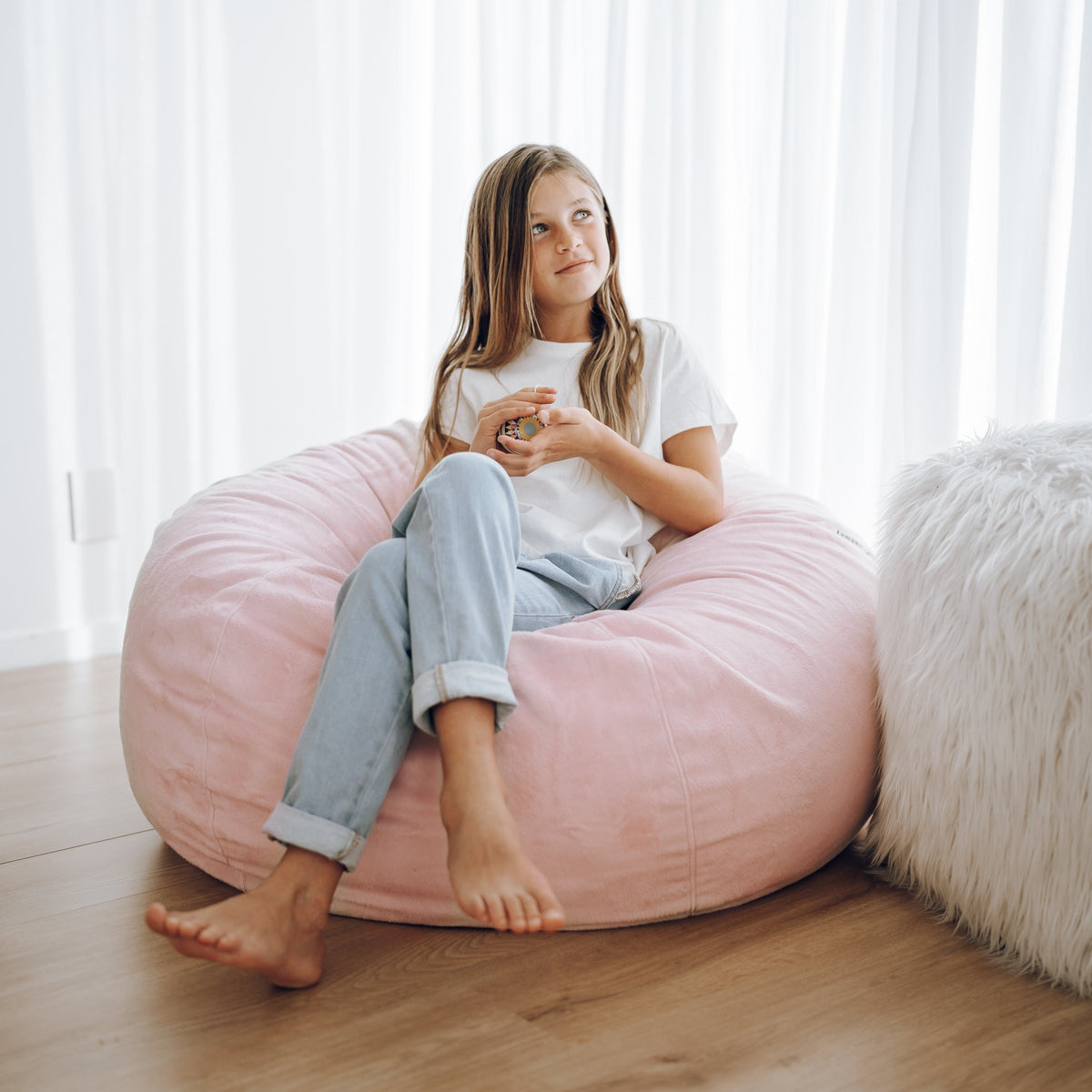 Pierre Fur Bean Bag - Blush Pink