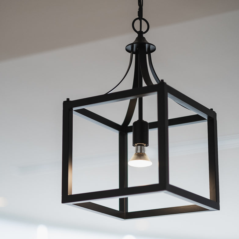 Langham Hampton Style Lantern Pendant Light - Black