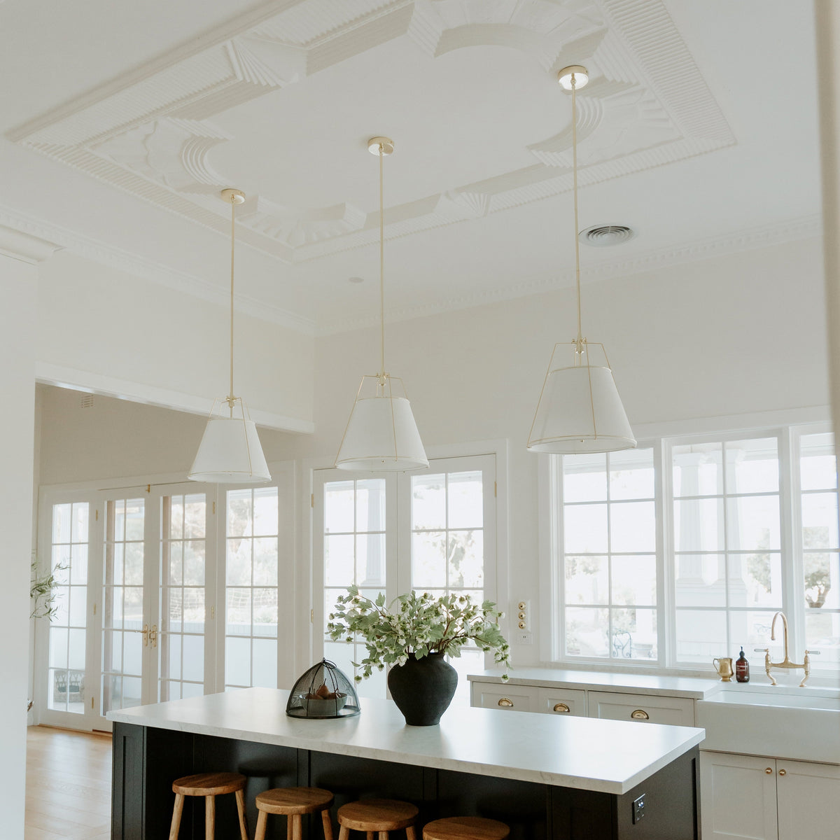 Jessie Pendant Light - White with Gold Hardware
