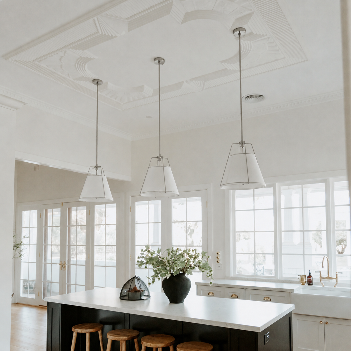 Jessie Pendant Light - White with Nickel Hardware