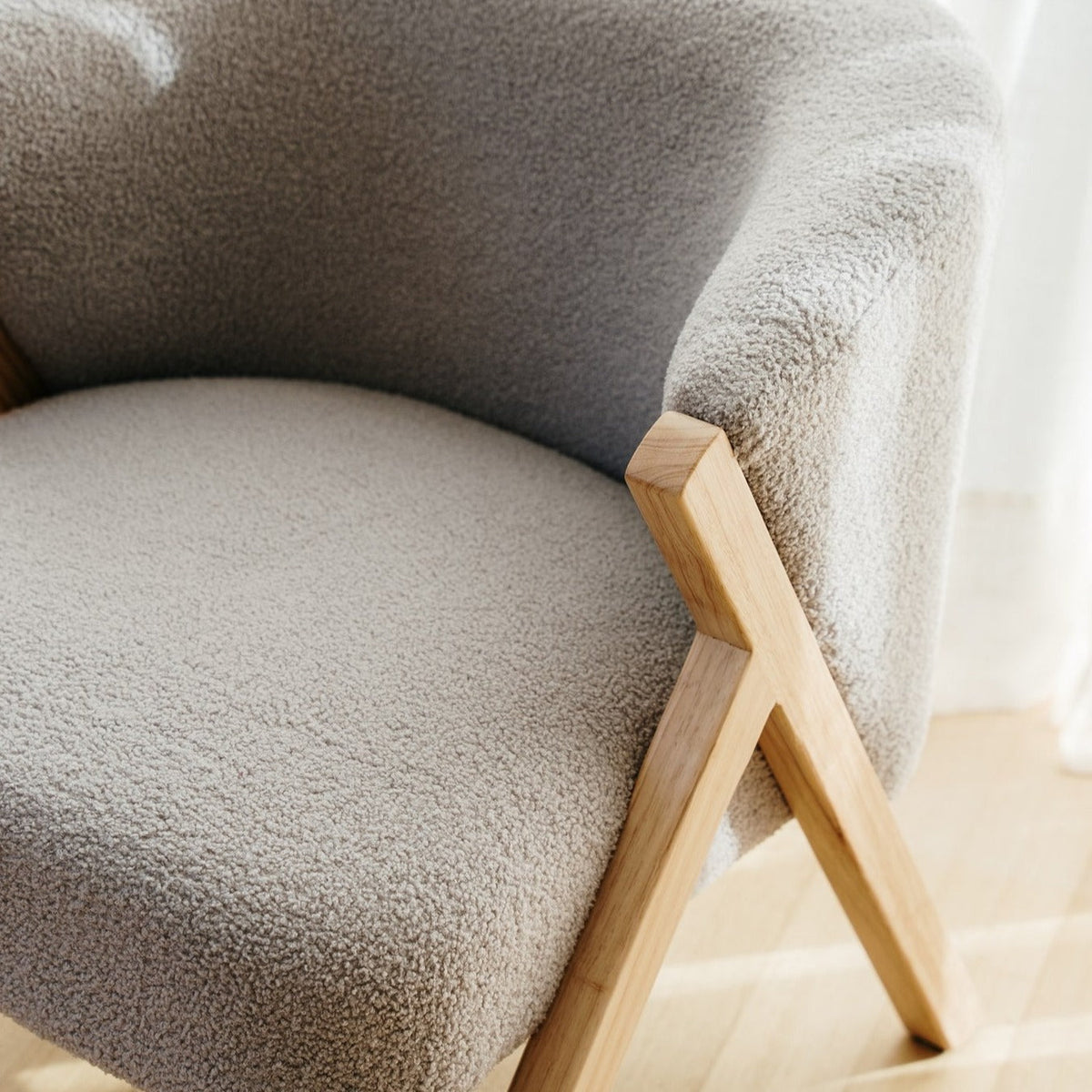 Oscar Boucle Accent Chair - Soft Grey