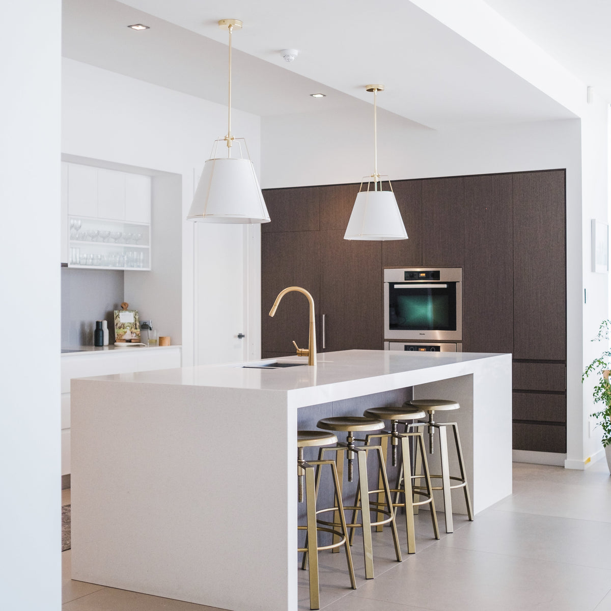 Jessie Pendant Light - White with Gold Hardware
