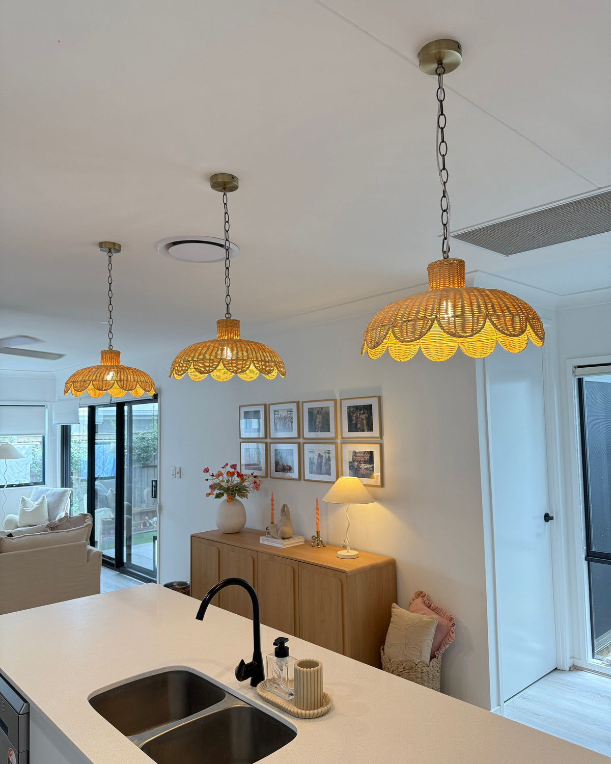 Alice Scallop Rattan Pendant Light - Natural